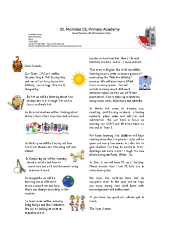 Year 2 Curriculum Letter