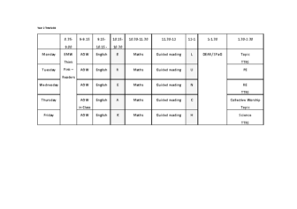 Year 2 timetable term 4