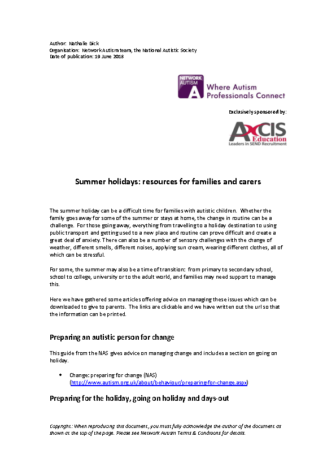 Summer Holidays: Resources for Families & Carers