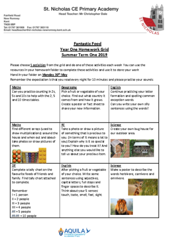 homework grid Term 5