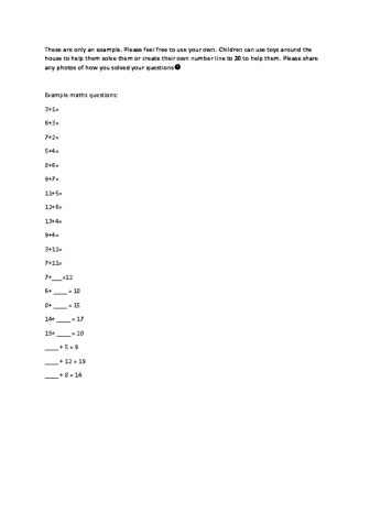 Example maths questions +