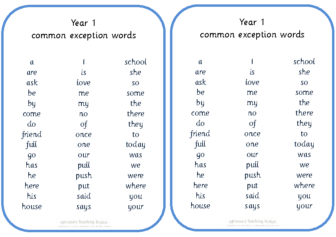 Year-1-common-exception-words-wordmats