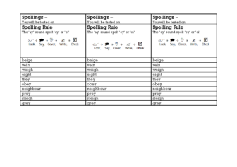 year 3 and 4 spelling lists