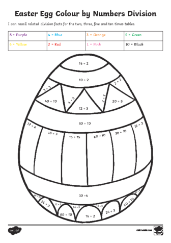 Easter Egg Division Colour by Number