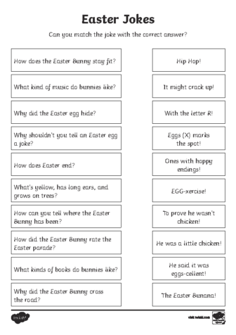 Easter Jokes Matching Activity