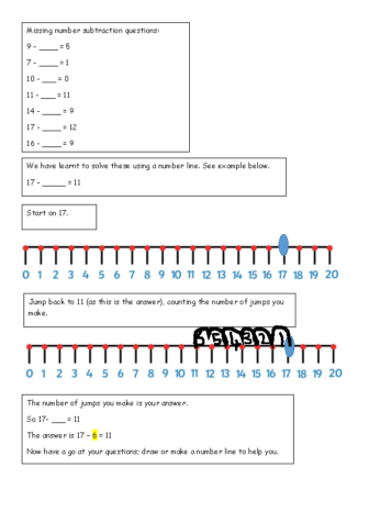 Maths missing number and word problems for subtraction