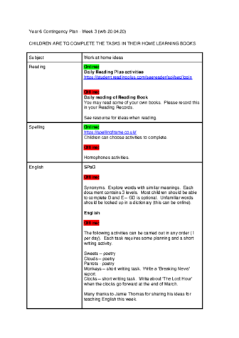 Year 6 Overview Wk 3