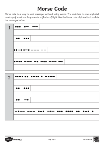 ‘Code-Cracking for Beginners’ Morse Code Worksheet