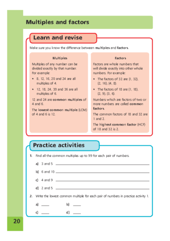 Factors, multiples and primes 1