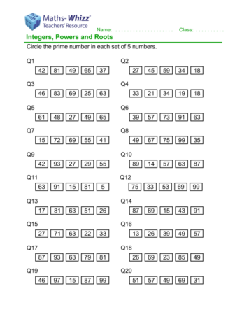 Factors, multiples and primes 2