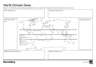 World climate zones activity sheet