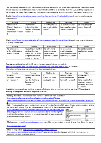 Oak home learning planning week 11