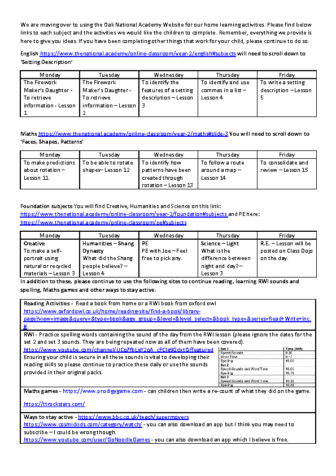 Oak home learning planning week 9