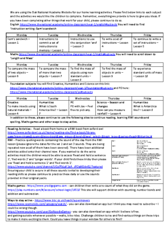 Remote learning planning week 10