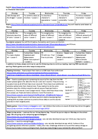 Remote learning planning week 11