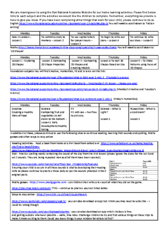 Remote learning planning week 8 LAP