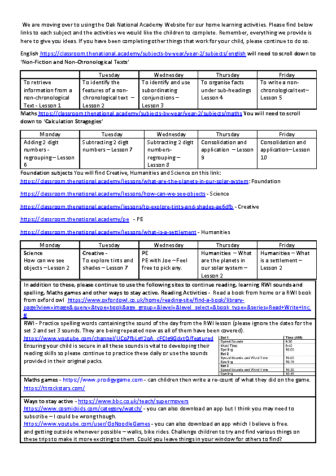 Oak home learning planning week 13