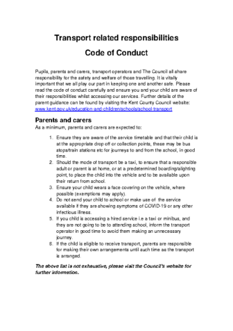 Code of Conduct for School Transportation