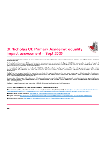 Reopening Equality Impact Assessment