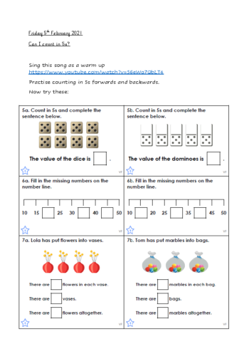 Friday 5th February Counting in 5s