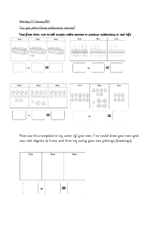 Monday 11th Maths Subtraction Stories