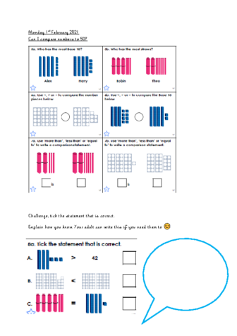 Monday 1st February Comparing Numbers