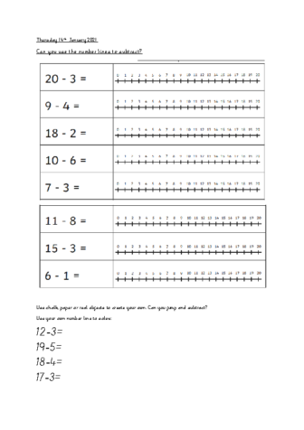 Thursday 14th January Maths Number Lines