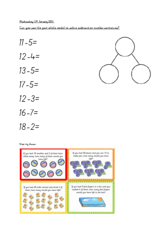 Wednesday 13th January Maths Part Whole