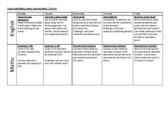 Home Learning – English and Maths W1