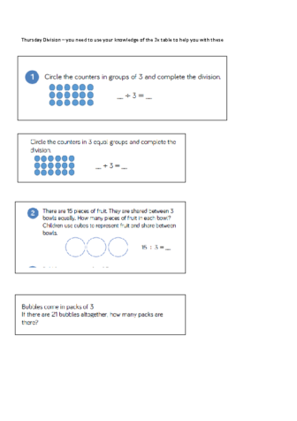 Thurs dividing by 3 practise