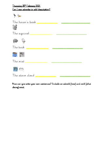 Thursday 25th February Adverbs