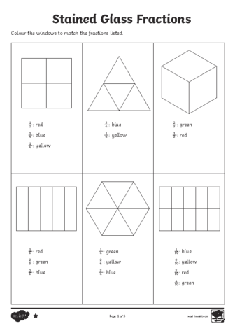 fraction colour sheet Monday