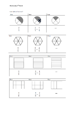 subtracting fractions weds 3rd