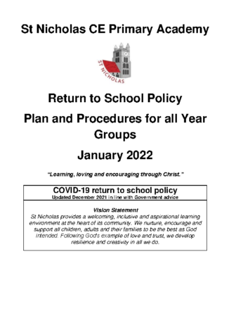 Return to school policy – updated January 2022